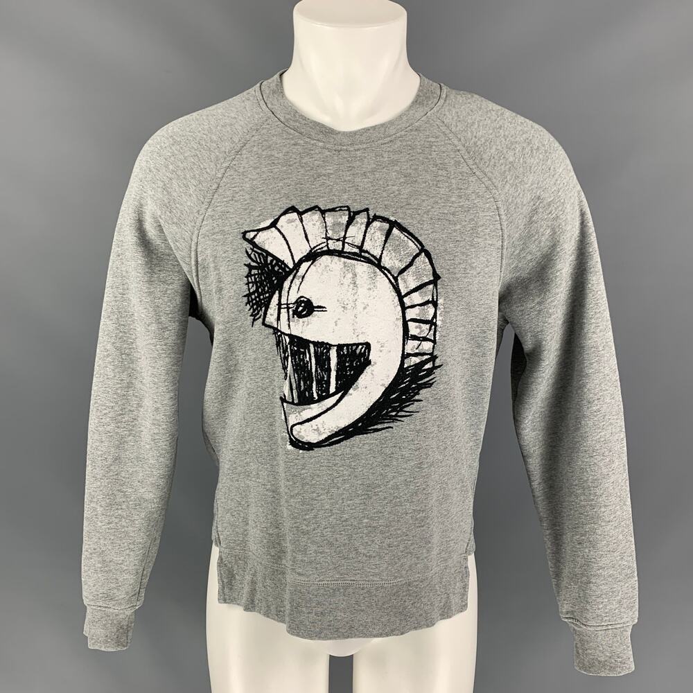 BURBERRY Spring 2017 Size S Grey Graphic Cotton / Polyester Crew-Neck Sweatshirt